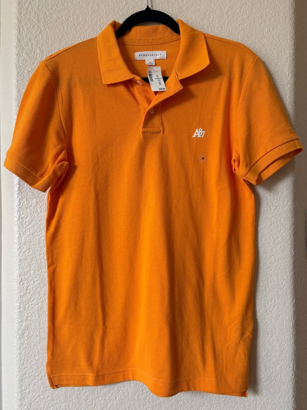 ⛳️Aeropostale Men’s Bright Orange Polo with A87 Embroidery